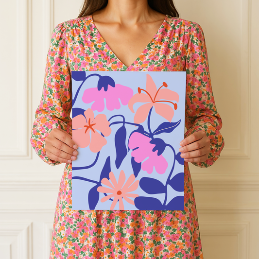 Orange and Pink Flowers Print