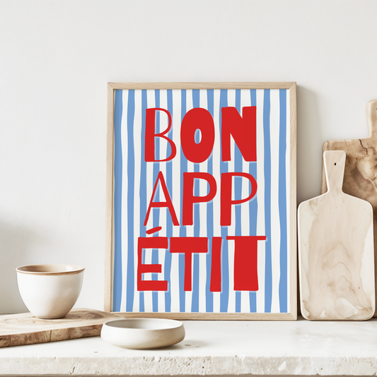 Bon Appetit Print (Red and Blue)