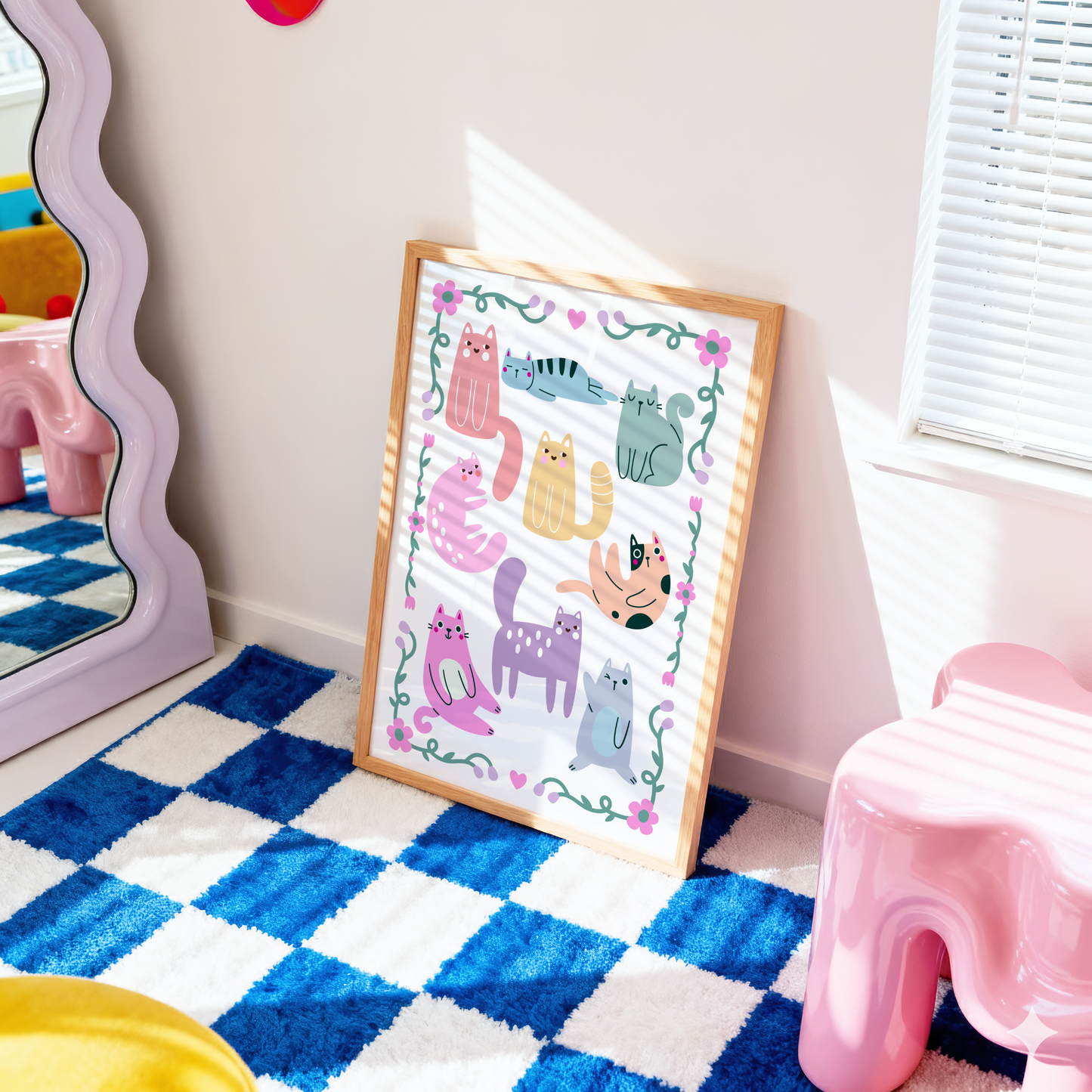 Rainbow Cats Poster Print