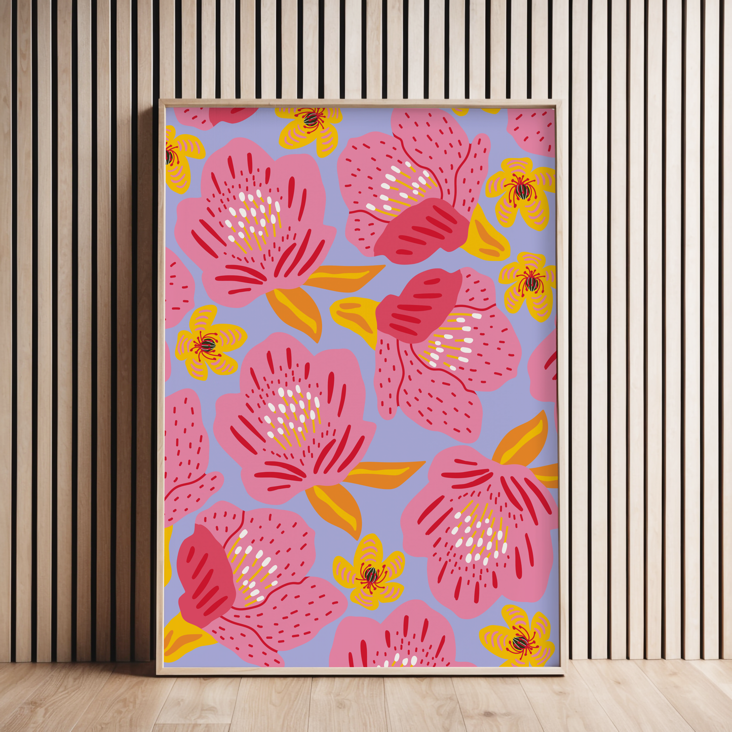 Pink & Yellow Floral Poster Print