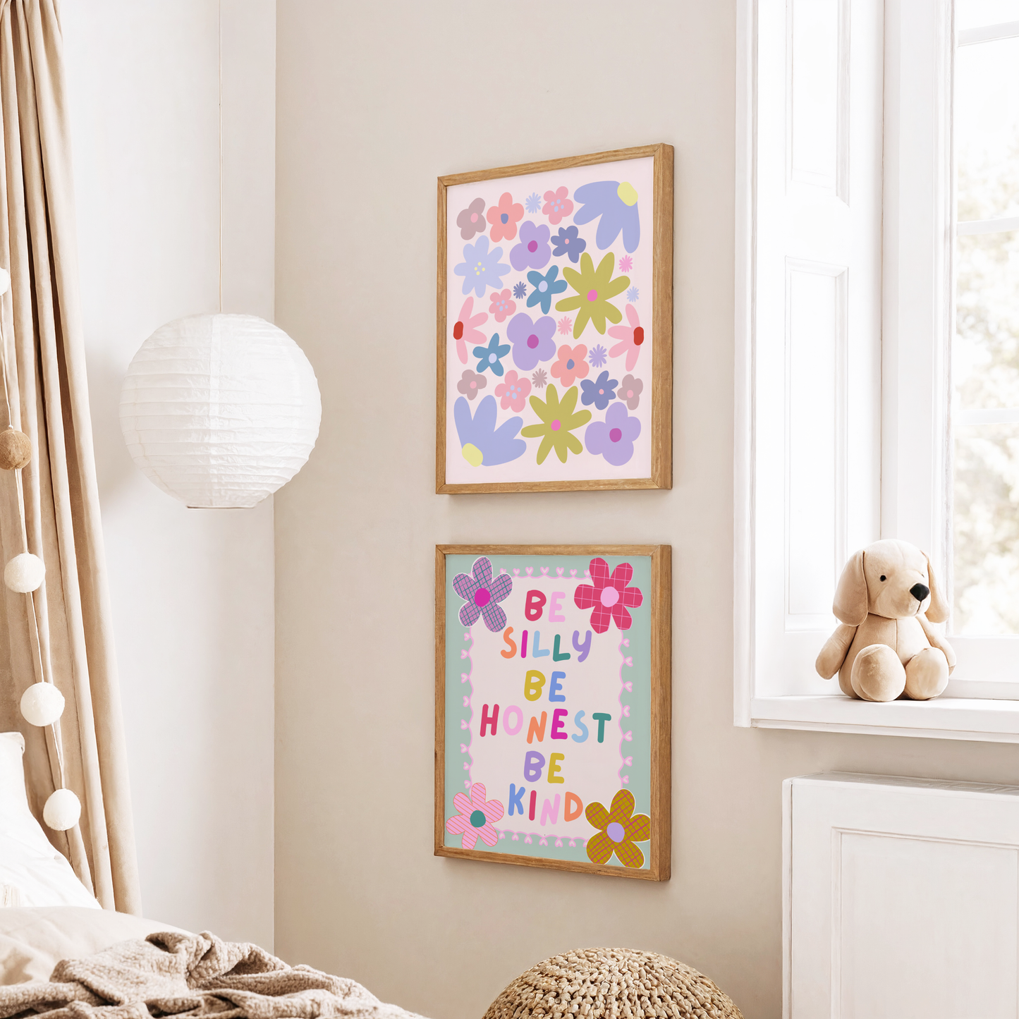 Retro Floral Nursery Poster Print