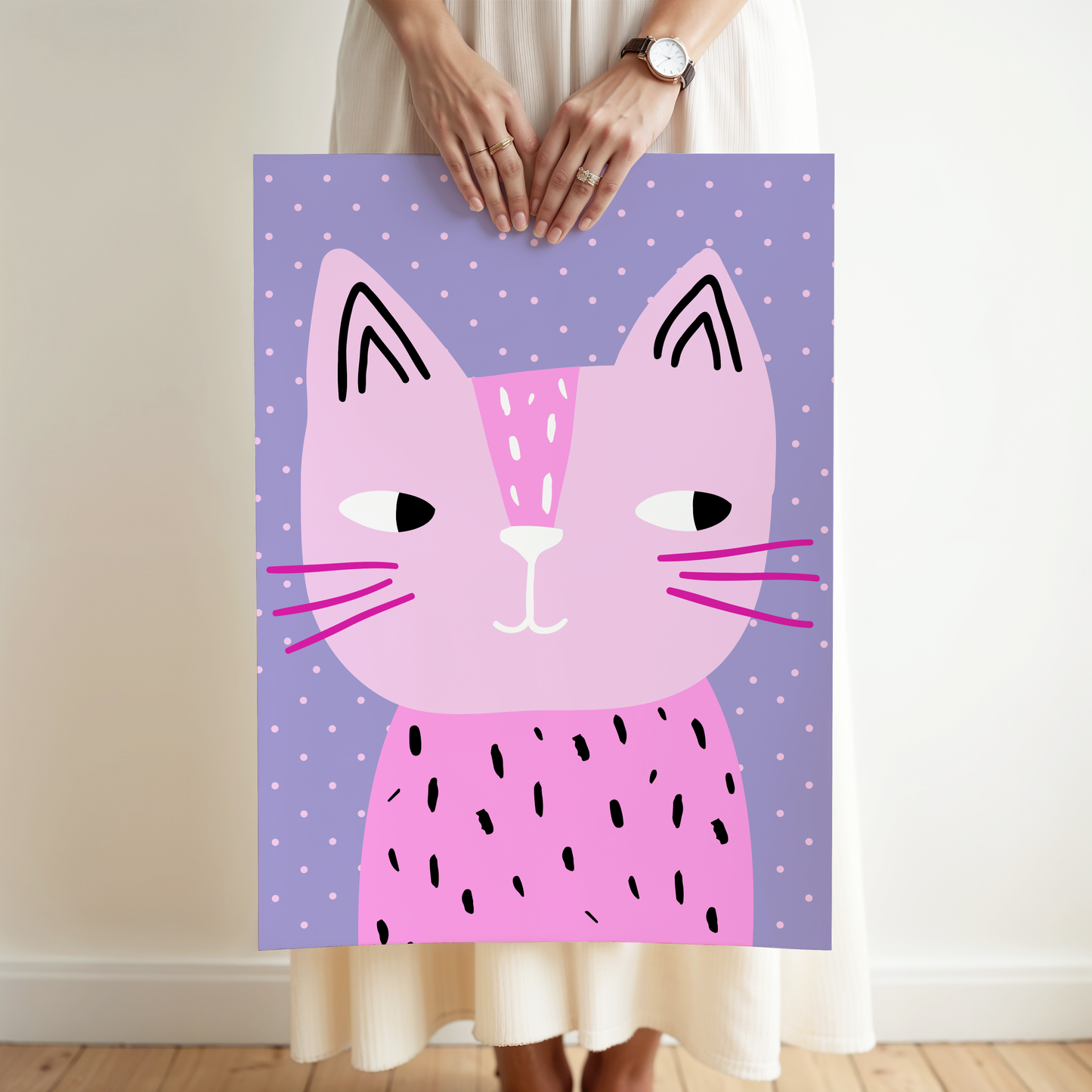 Pink Cat Poster Print
