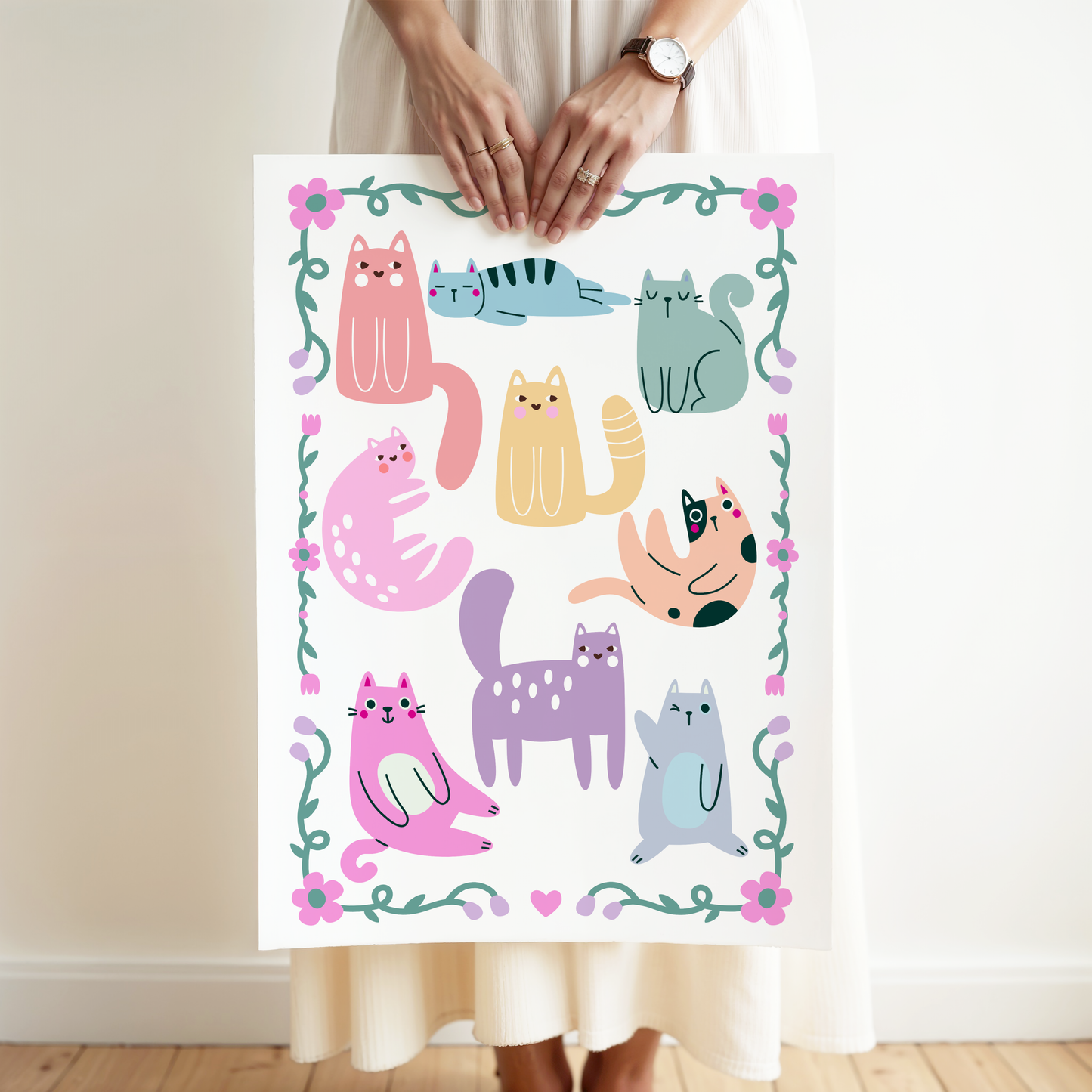 Rainbow Cats Poster Print
