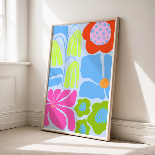 Bright Abstract Flowers Print