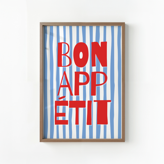 Bon Appetit Print (Red and Blue)