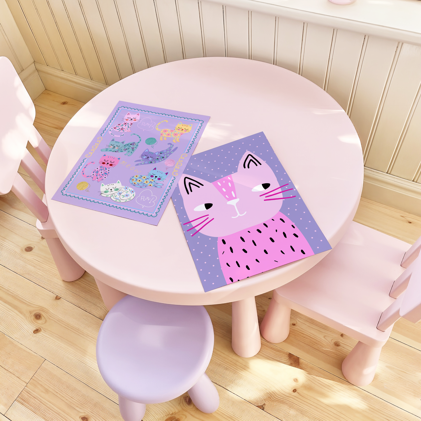 Pink Cat Poster Print