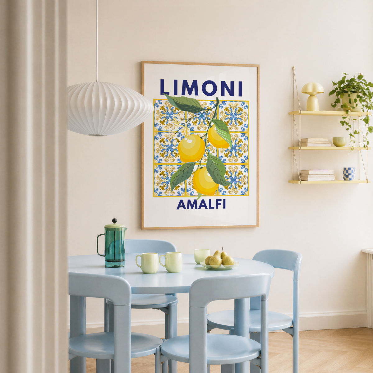 Limoni Amalfi Lemon Branch on Mosaic Tiles Poster Print