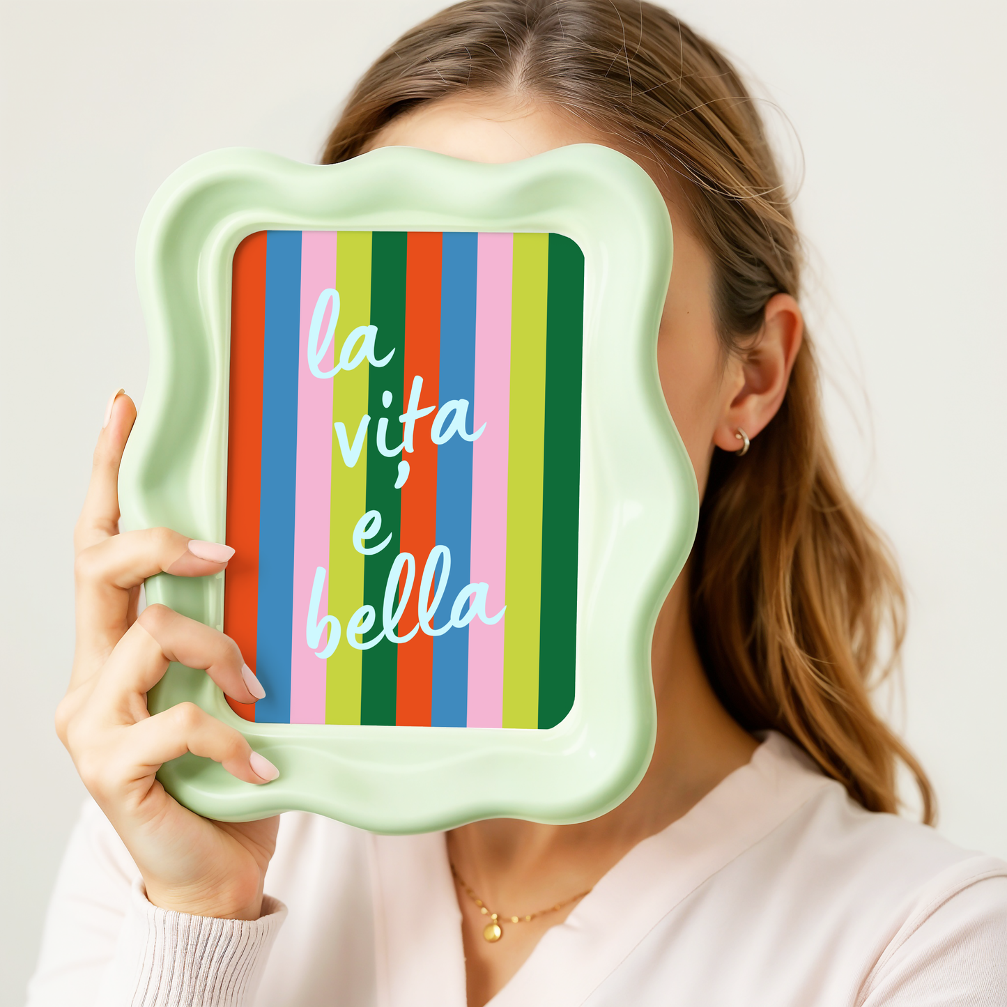 La Vita e' Bella on Striped Background Poster Print