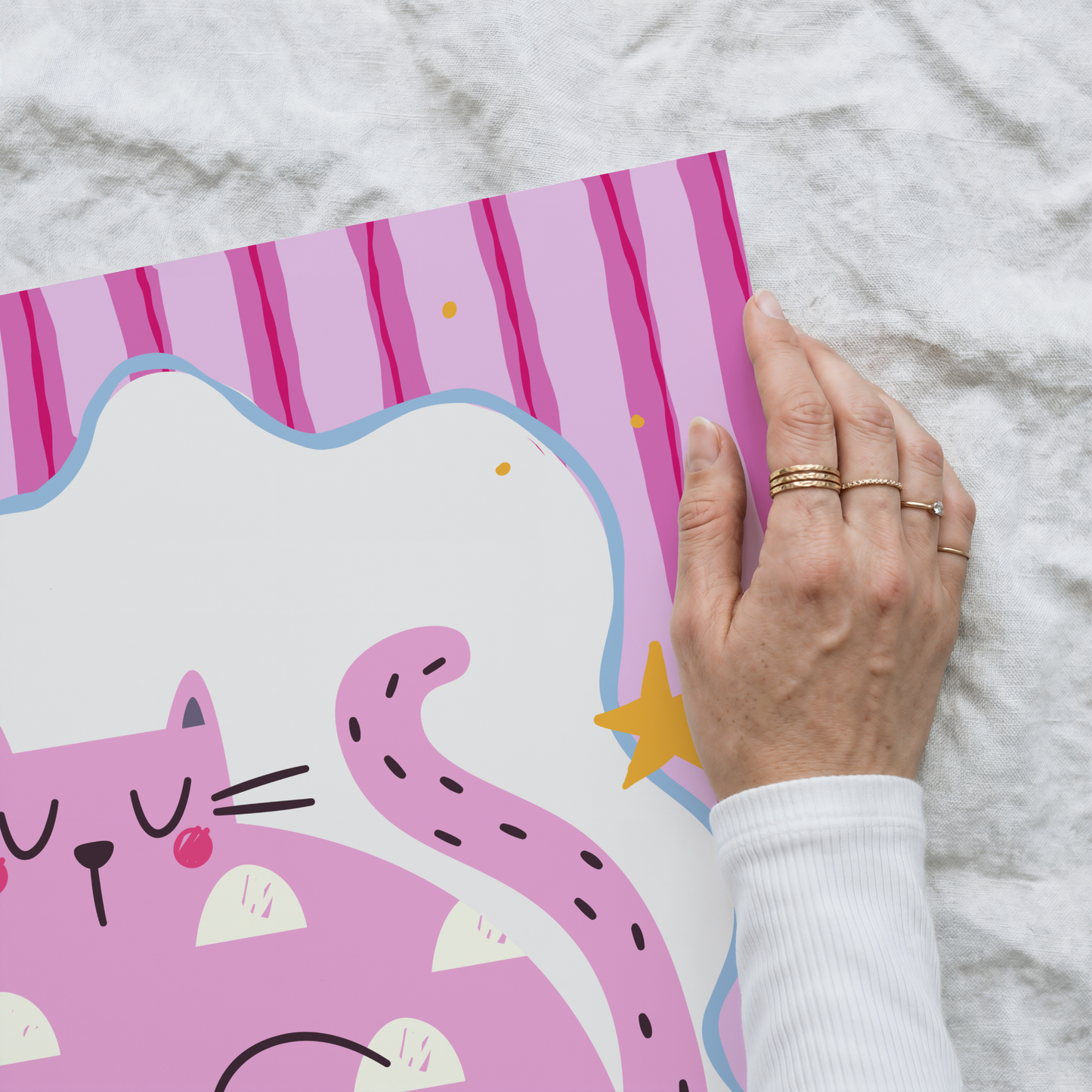 Pink 'Meow' Cat Poster Print