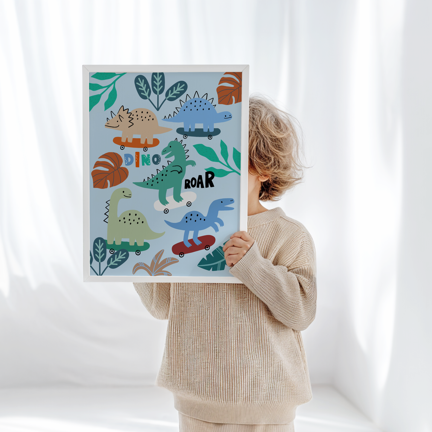 Dinosaurs on Skateboards Poster Print