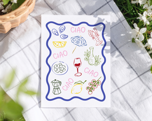 Italian Summer Line Art Print