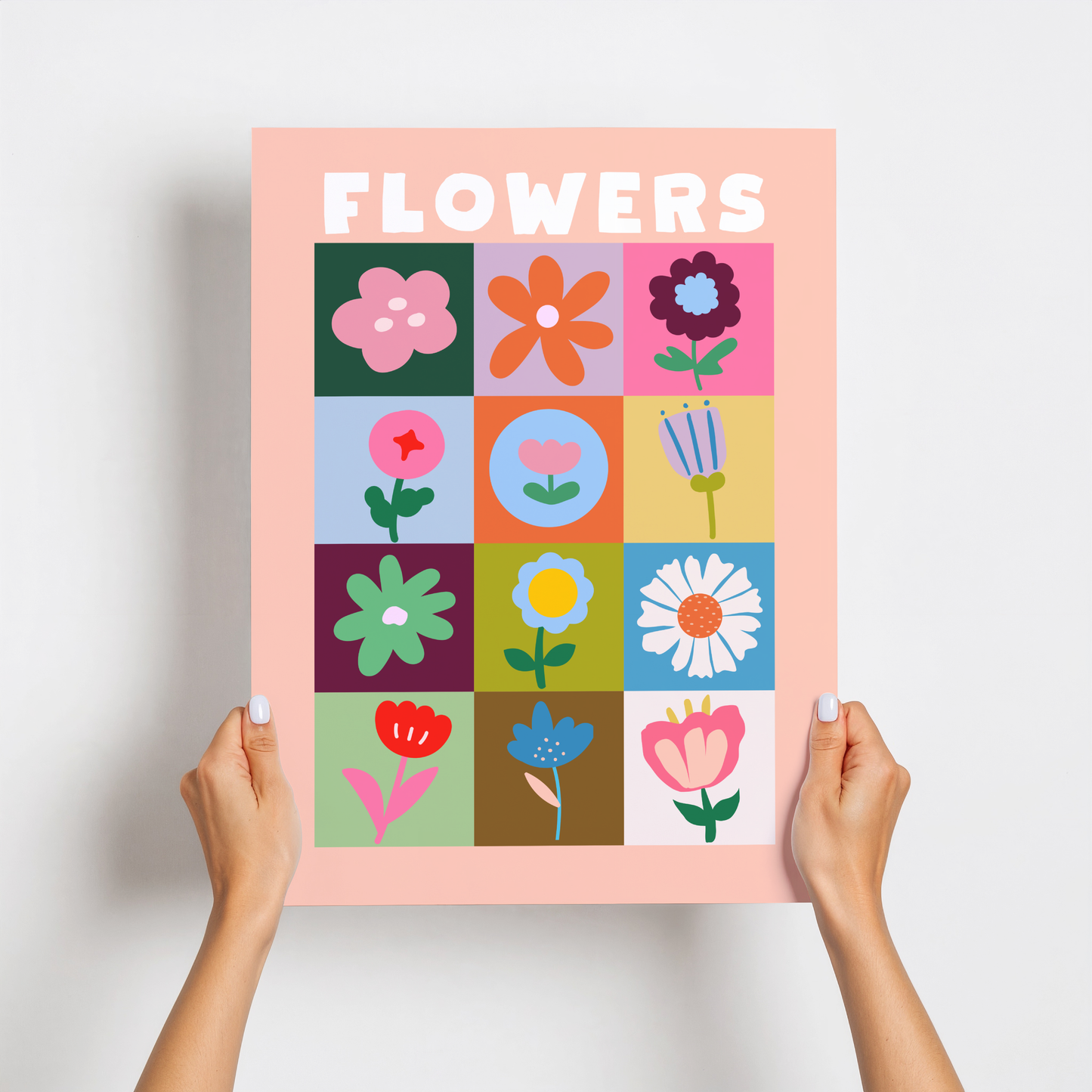 Flowers Patchwork Poster Print
