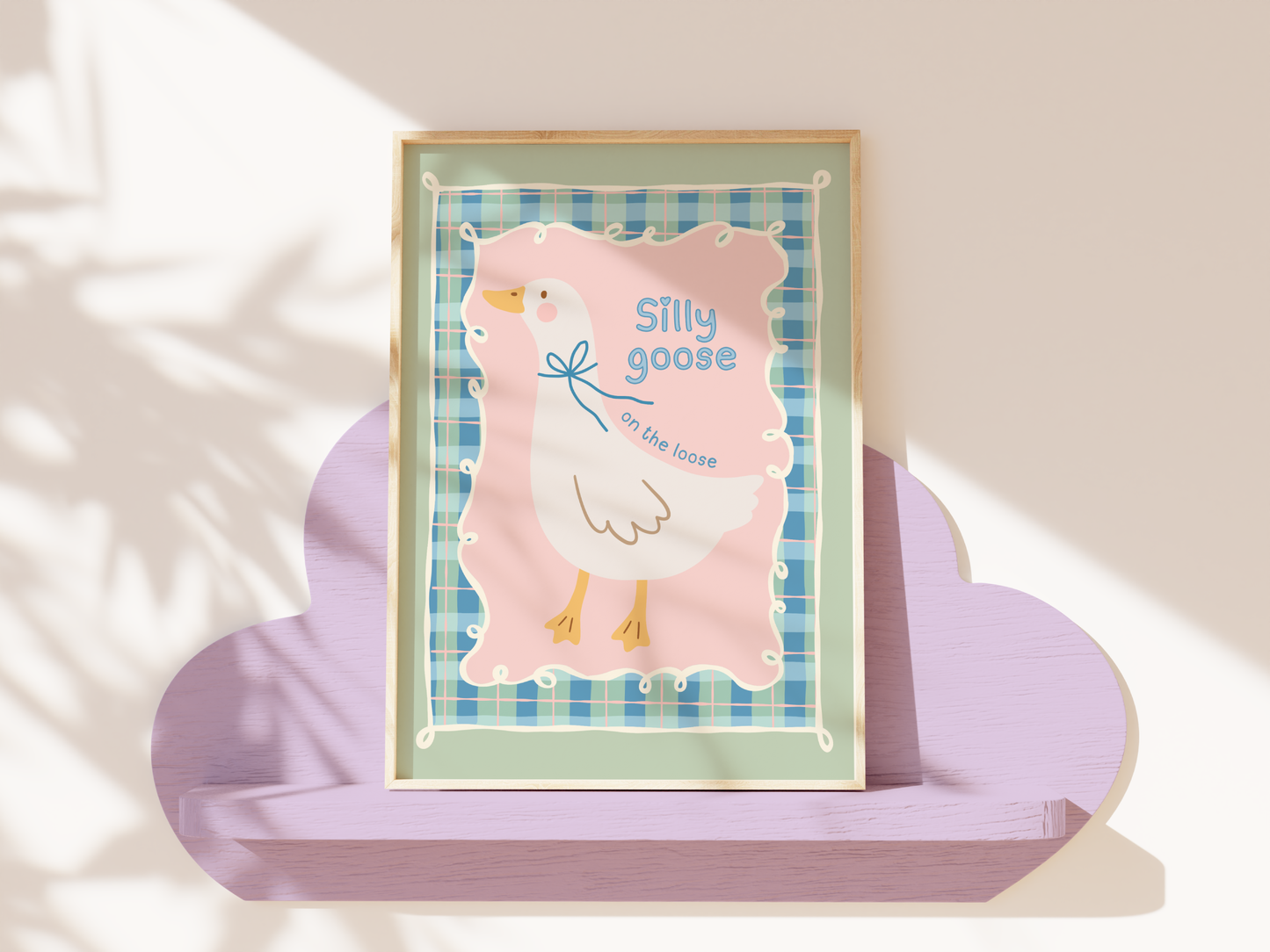 Silly Goose On the Loose with Plaid Border Poster Print
