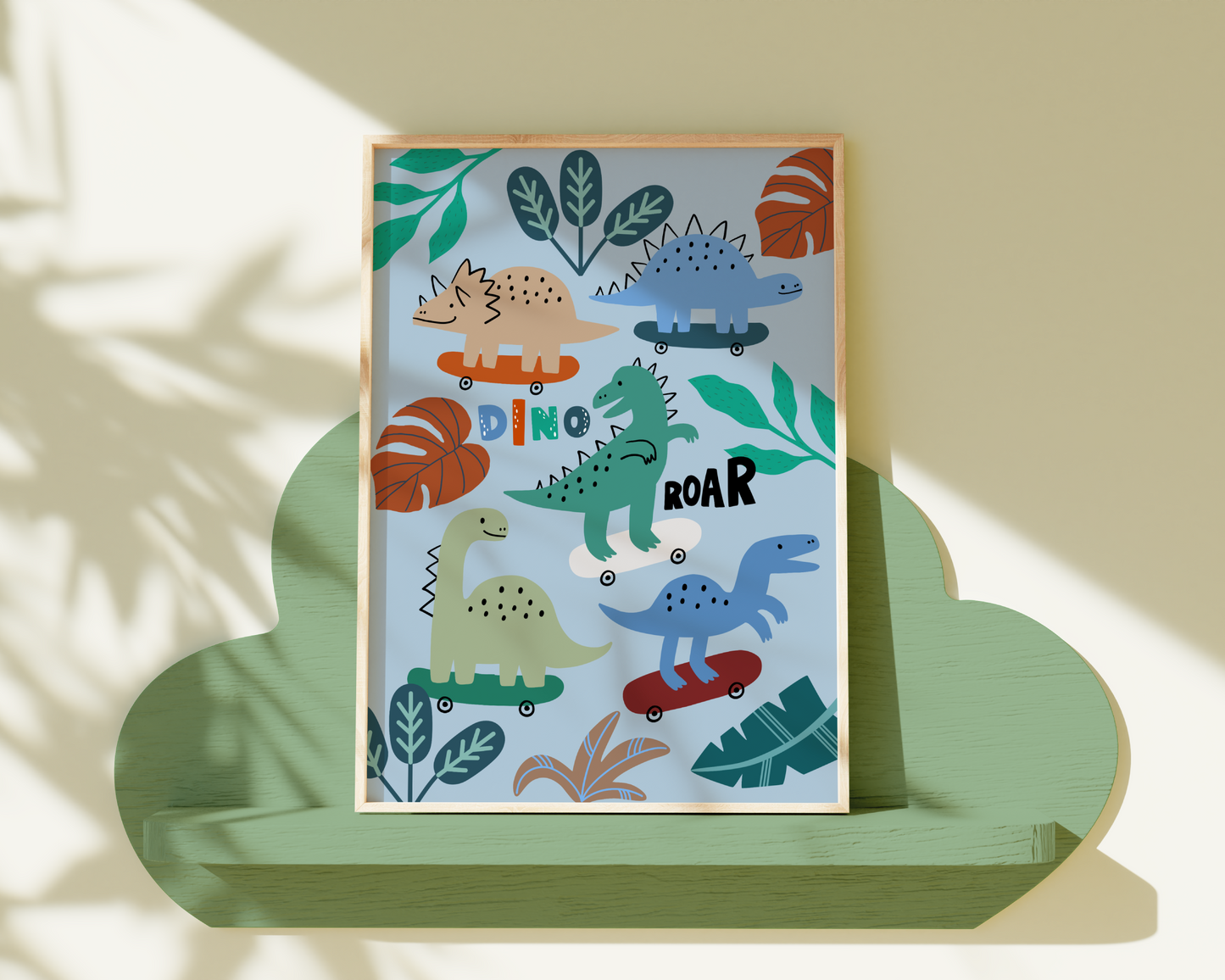 Dinosaurs on Skateboards Poster Print