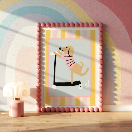 Dachshund on a Scooter Print