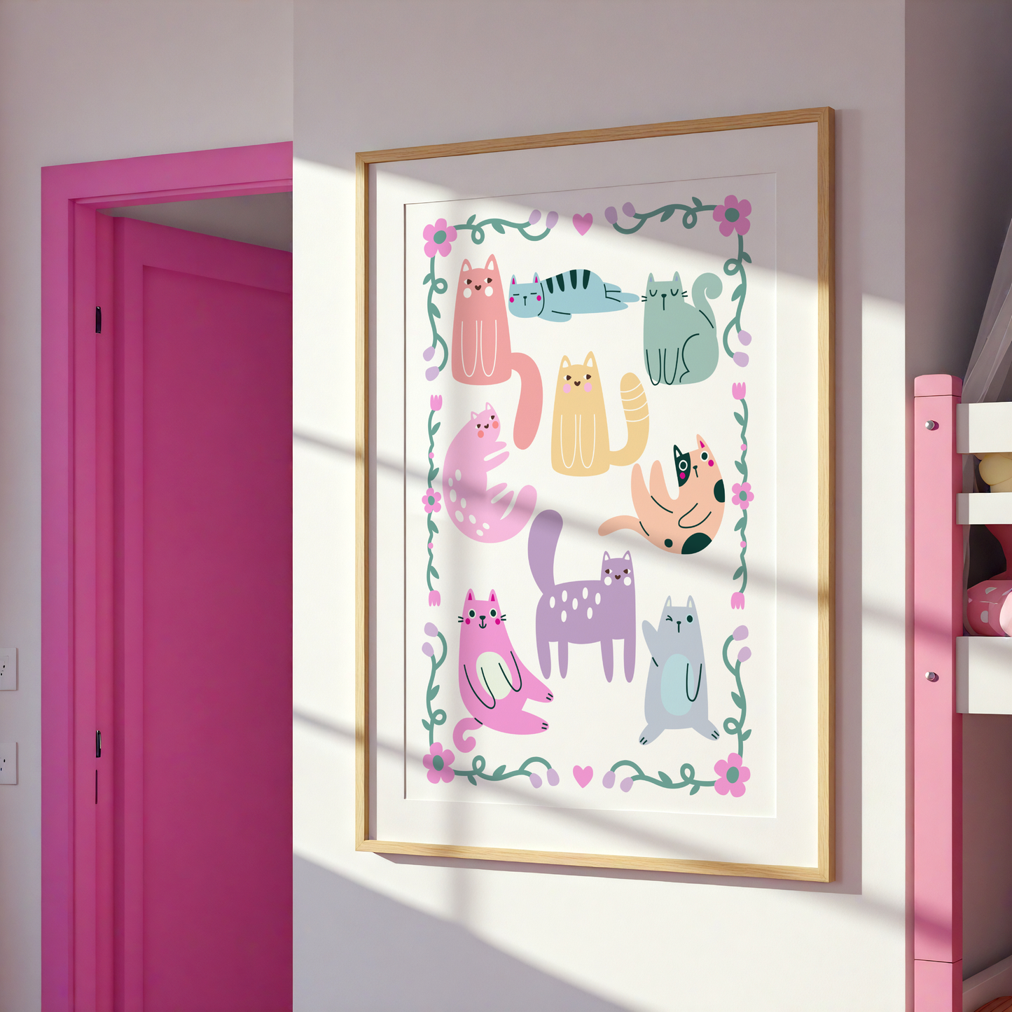 Rainbow Cats Poster Print