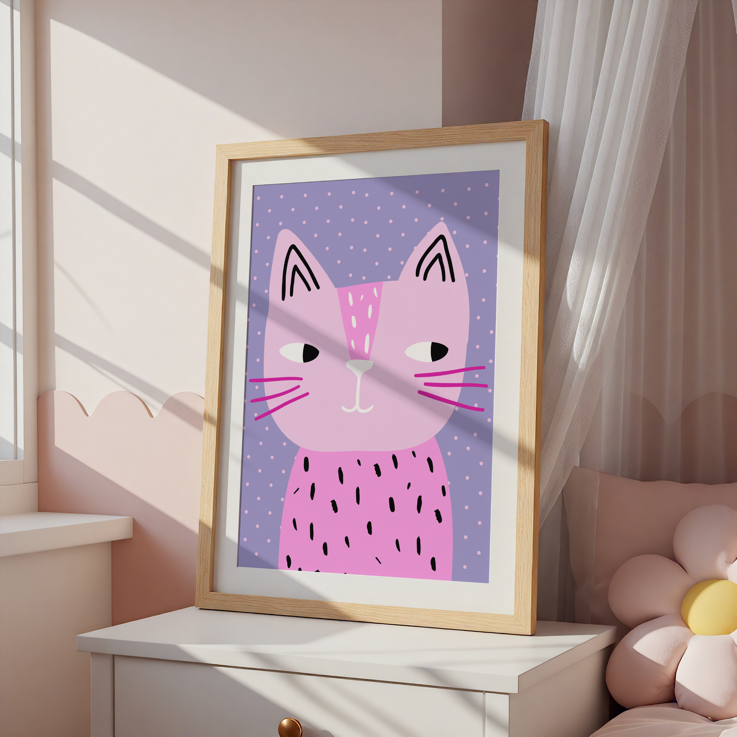 Pink Cat Poster Print