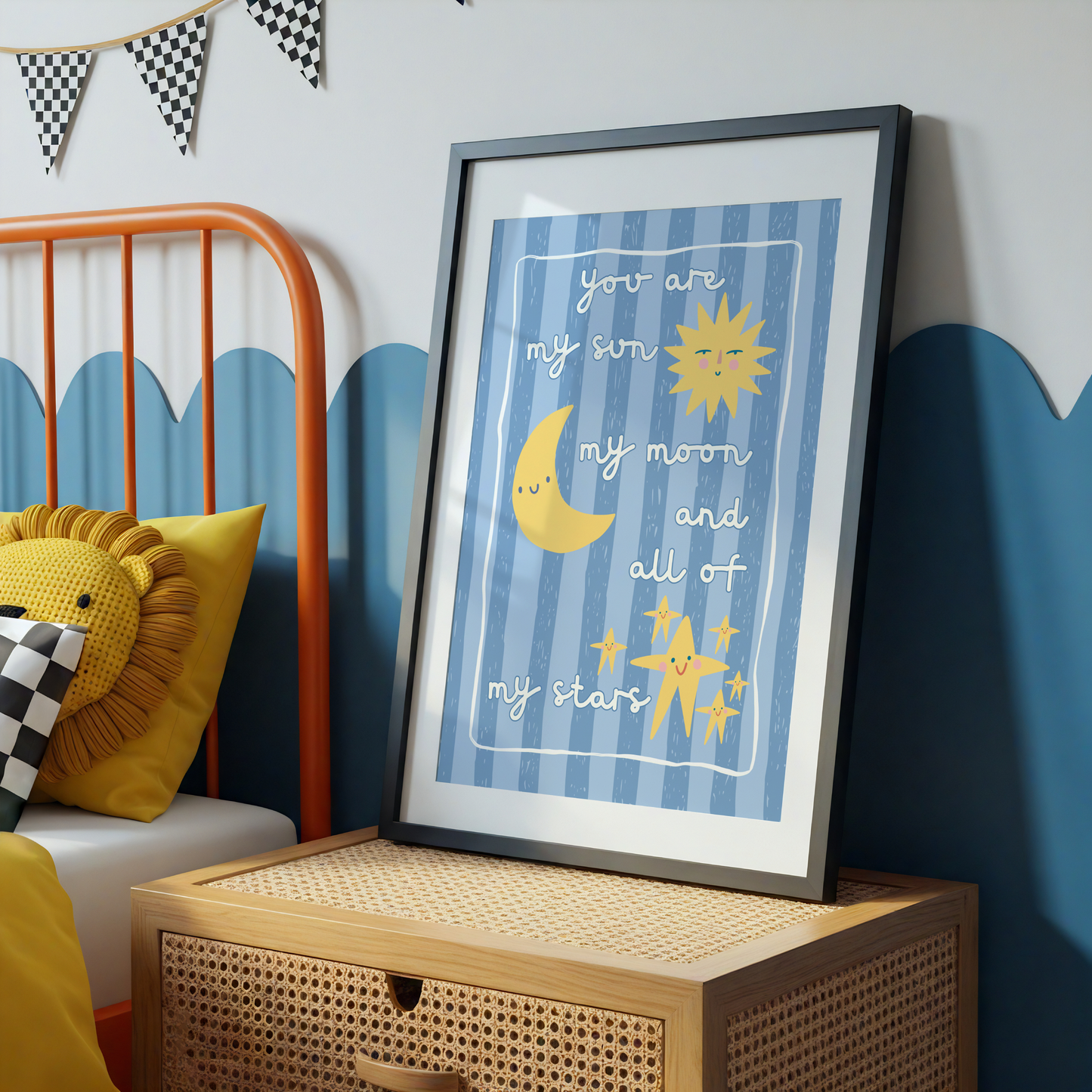 You Are My Sun, My Moon and All of My Stars Poster Print (Blue Stripes)