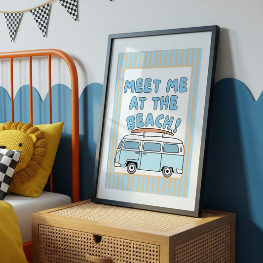 Meet Me At The Beach Surf Van Print