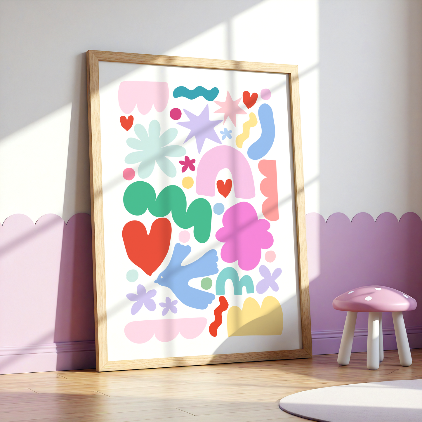 Colourful Playful Abstract Shapes Poster Print