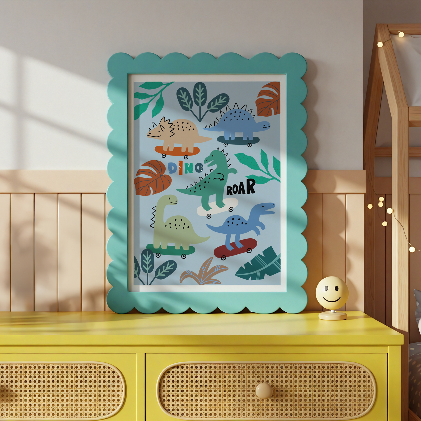 Dinosaurs on Skateboards Poster Print