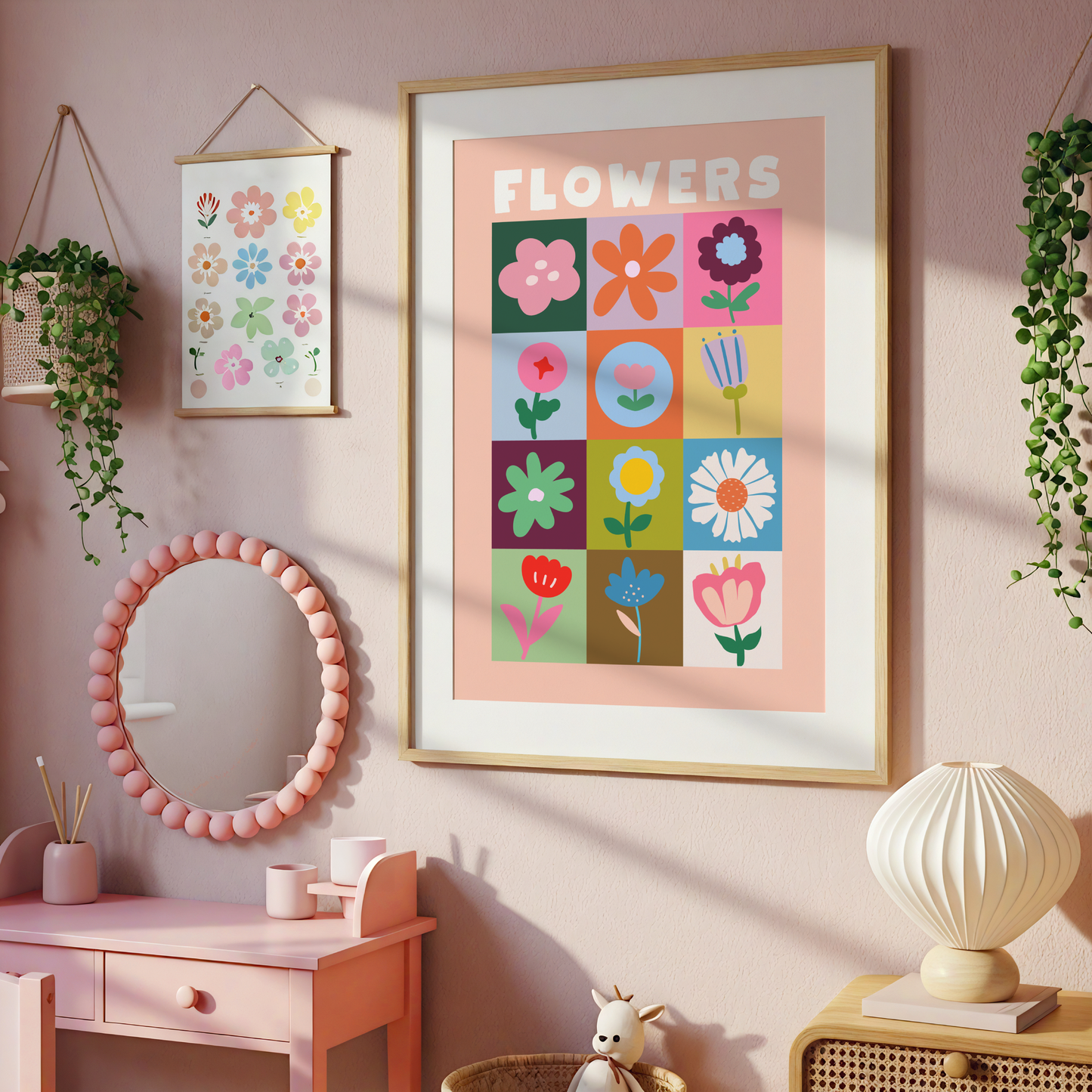 Flowers Patchwork Poster Print