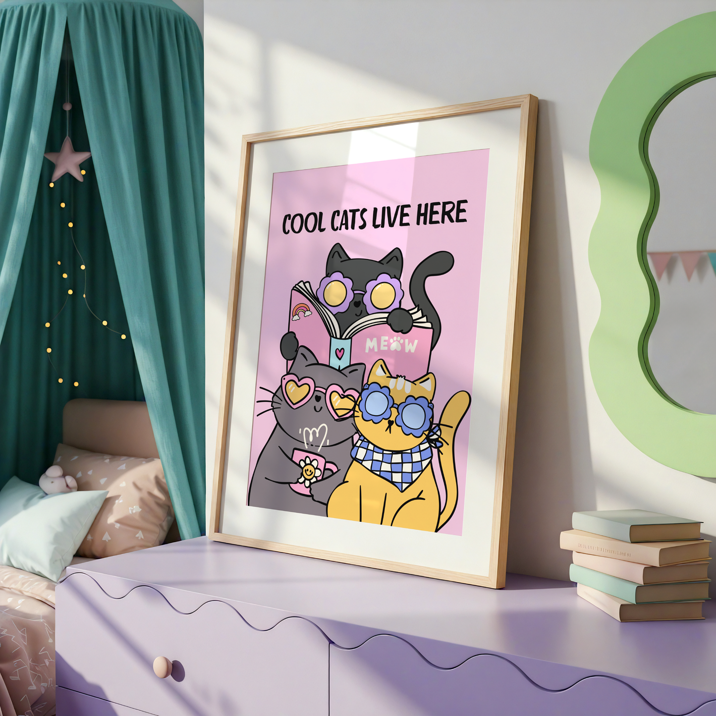 Cool Cats Live Here Poster Print