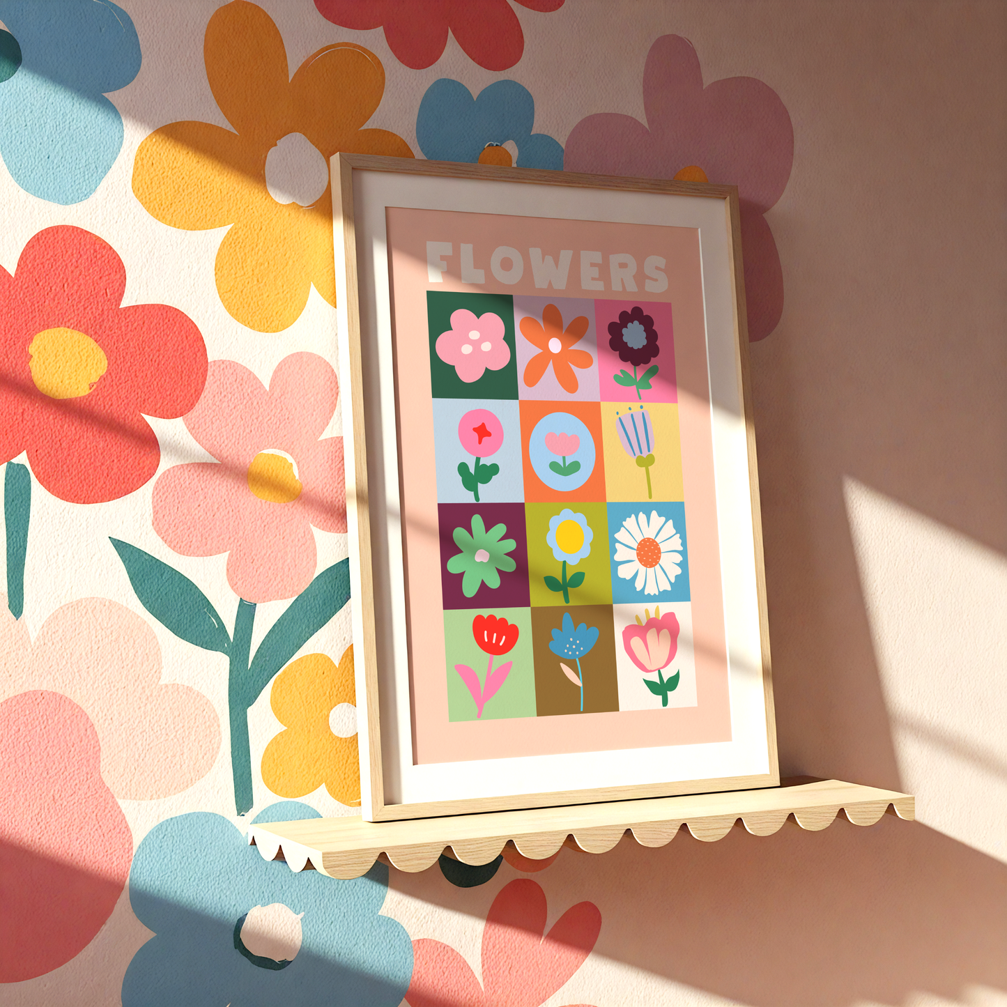 Flowers Patchwork Poster Print