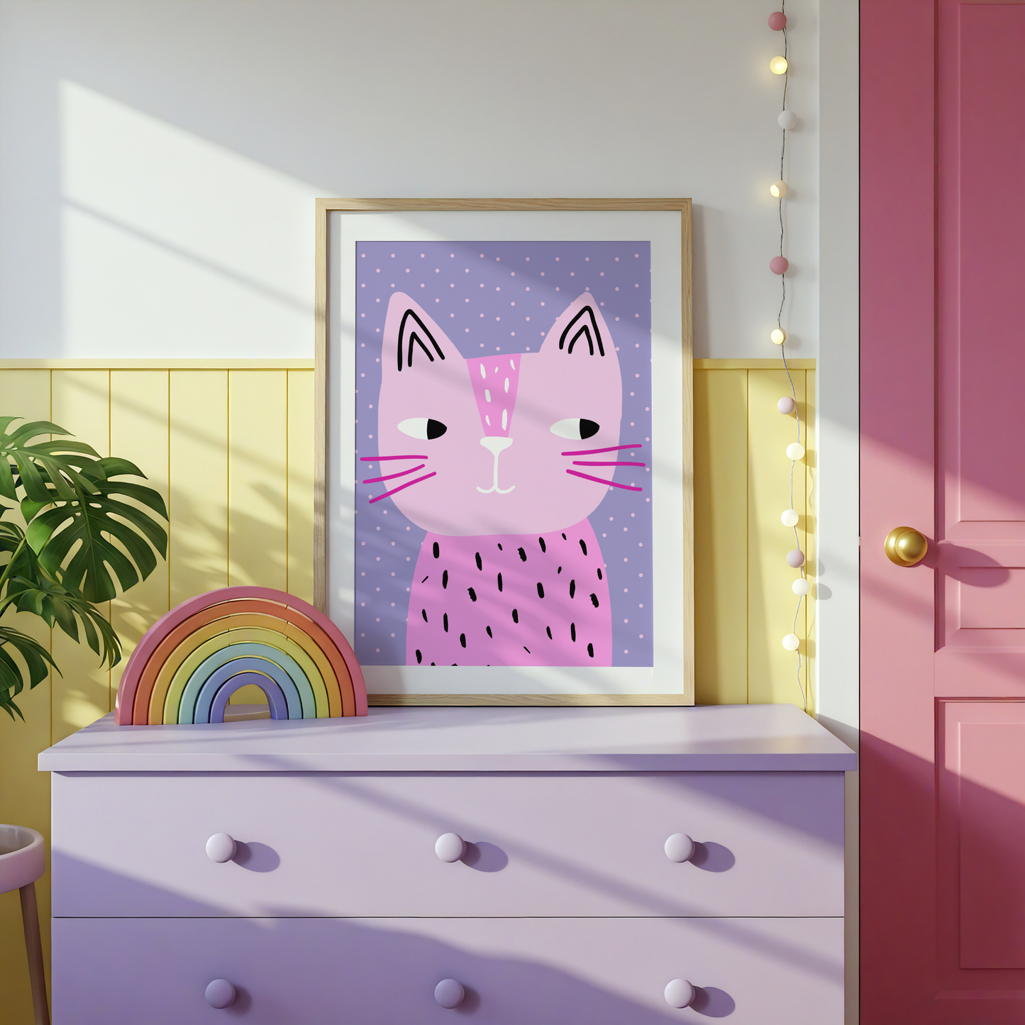Pink Cat Poster Print