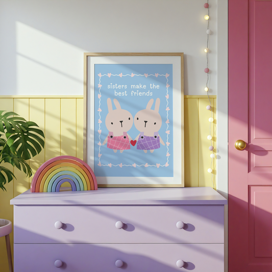 Sisters Make The Best Friends Poster Print (Blue)