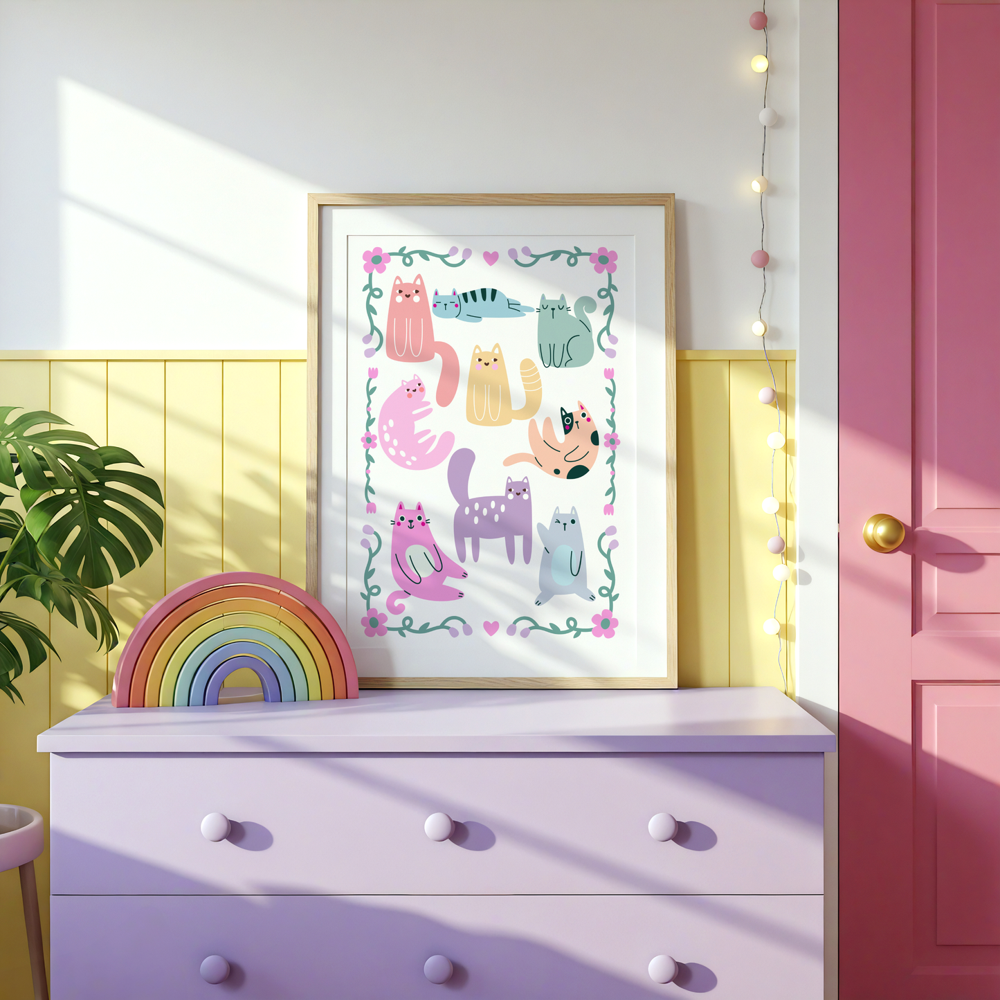 Rainbow Cats Poster Print
