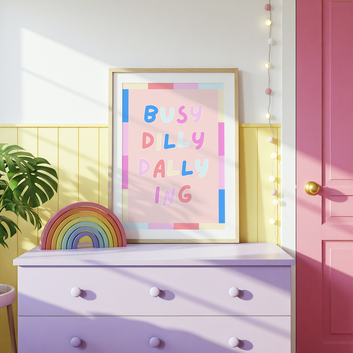 Busy Dilly Dallying Poster Print (Peach)