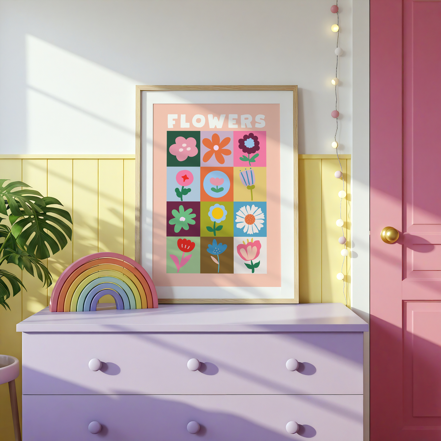 Flowers Patchwork Poster Print