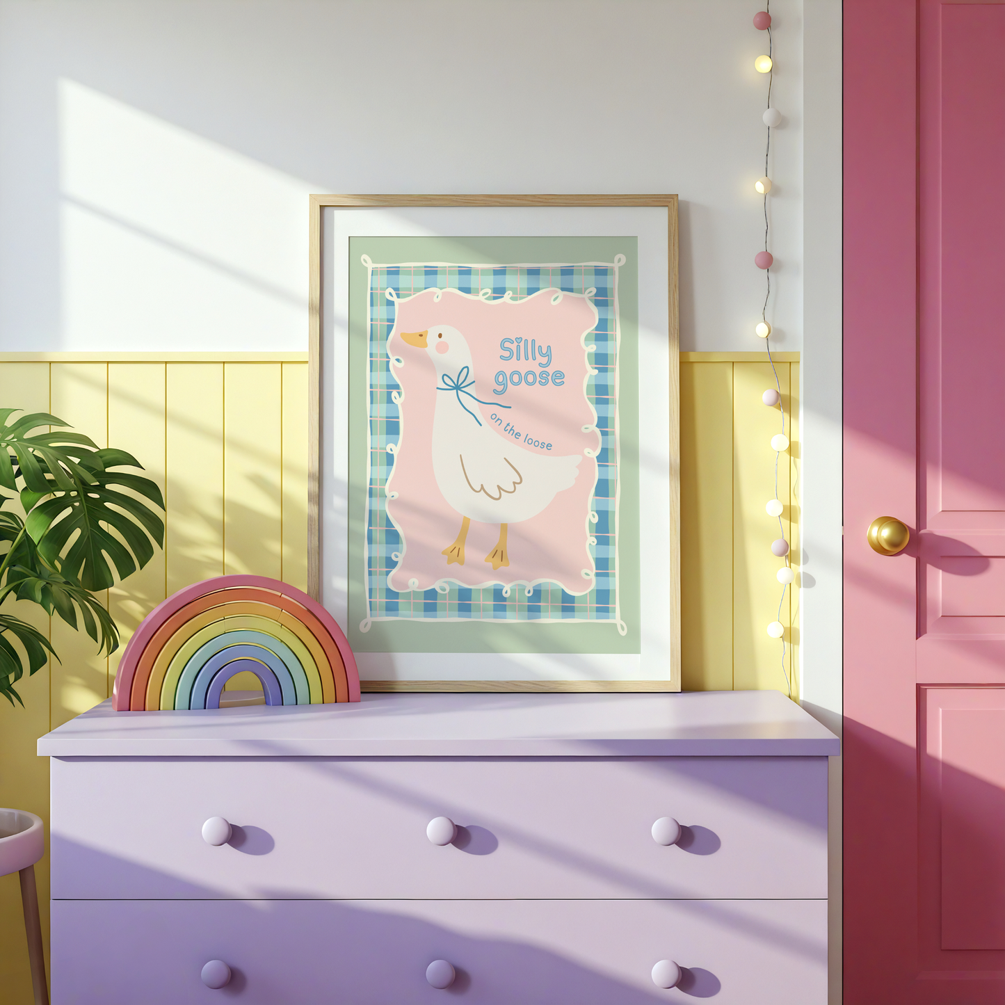 Silly Goose On the Loose with Plaid Border Poster Print