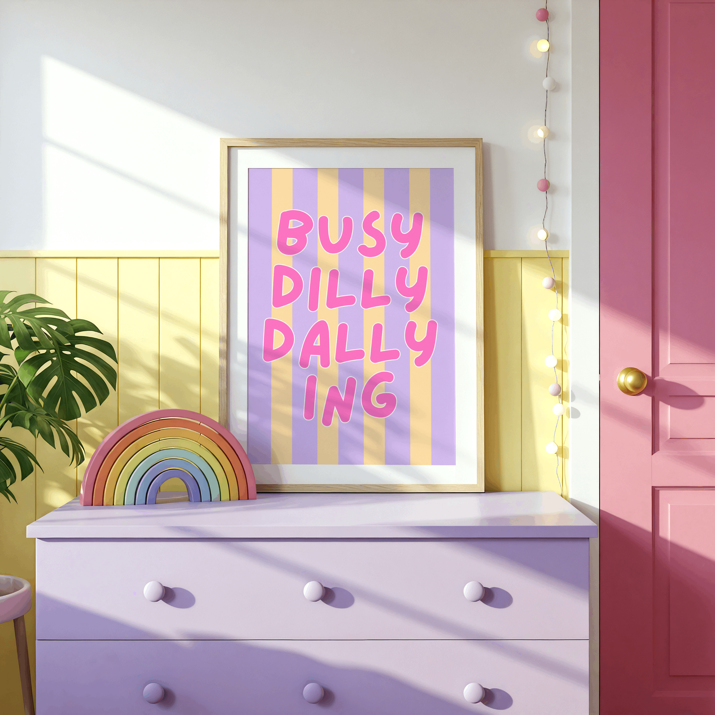 Busy Dilly Dallying Poster Print (Pink)