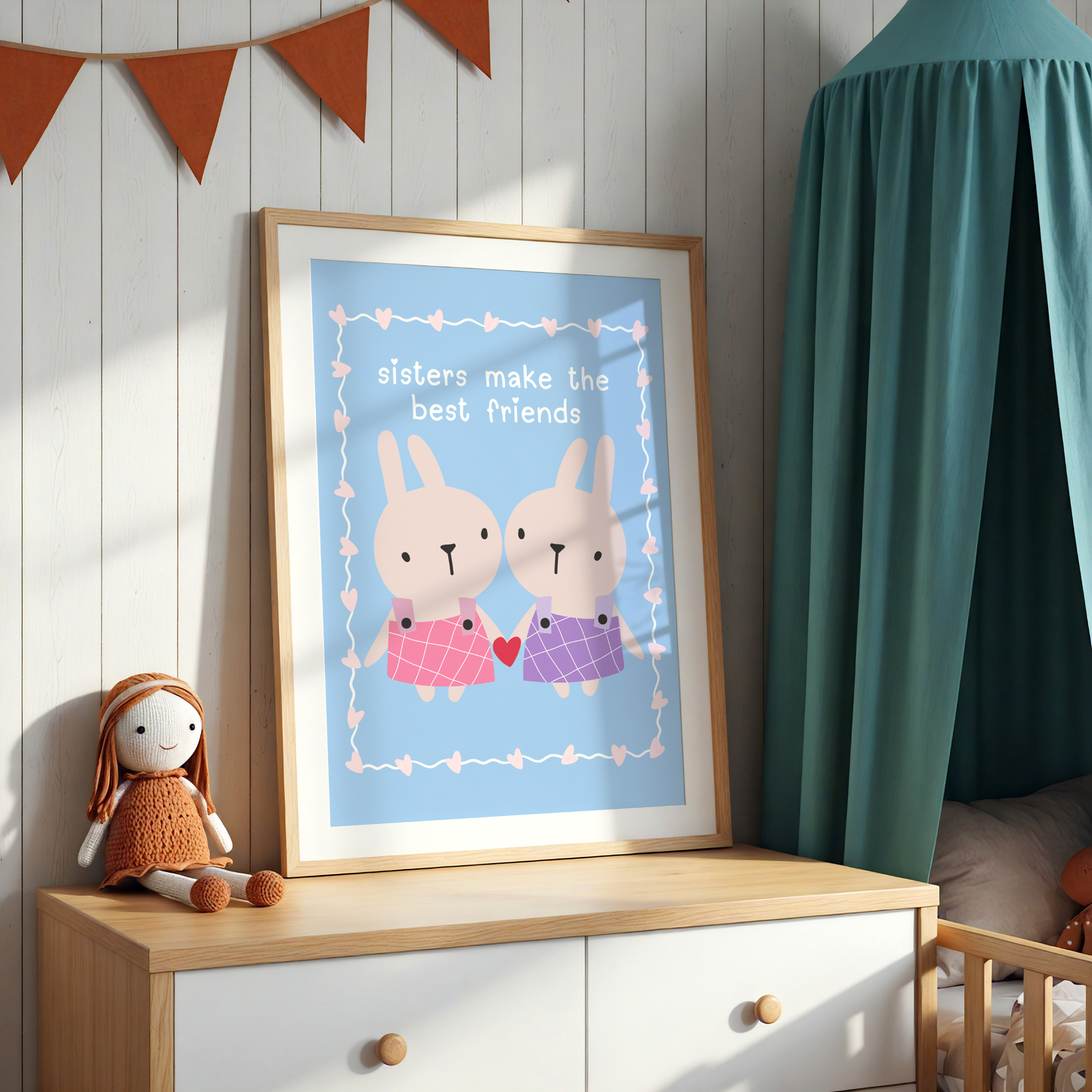 Sisters Make The Best Friends Poster Print (Blue)