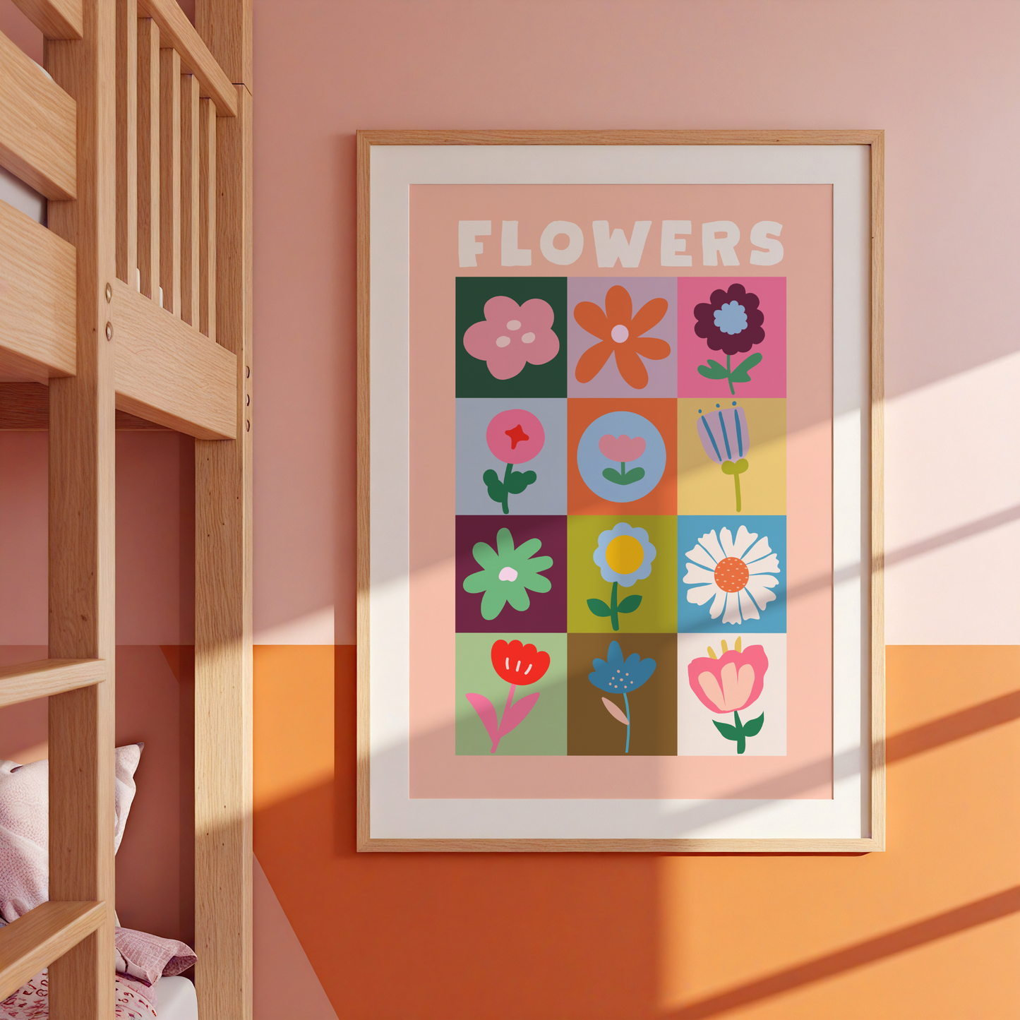 Flowers Patchwork Poster Print