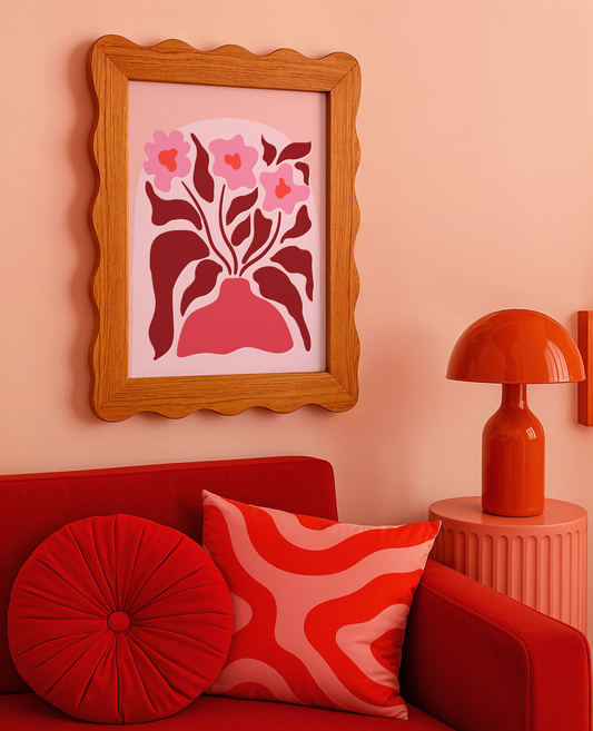 Abstract Vase and Flowers Print