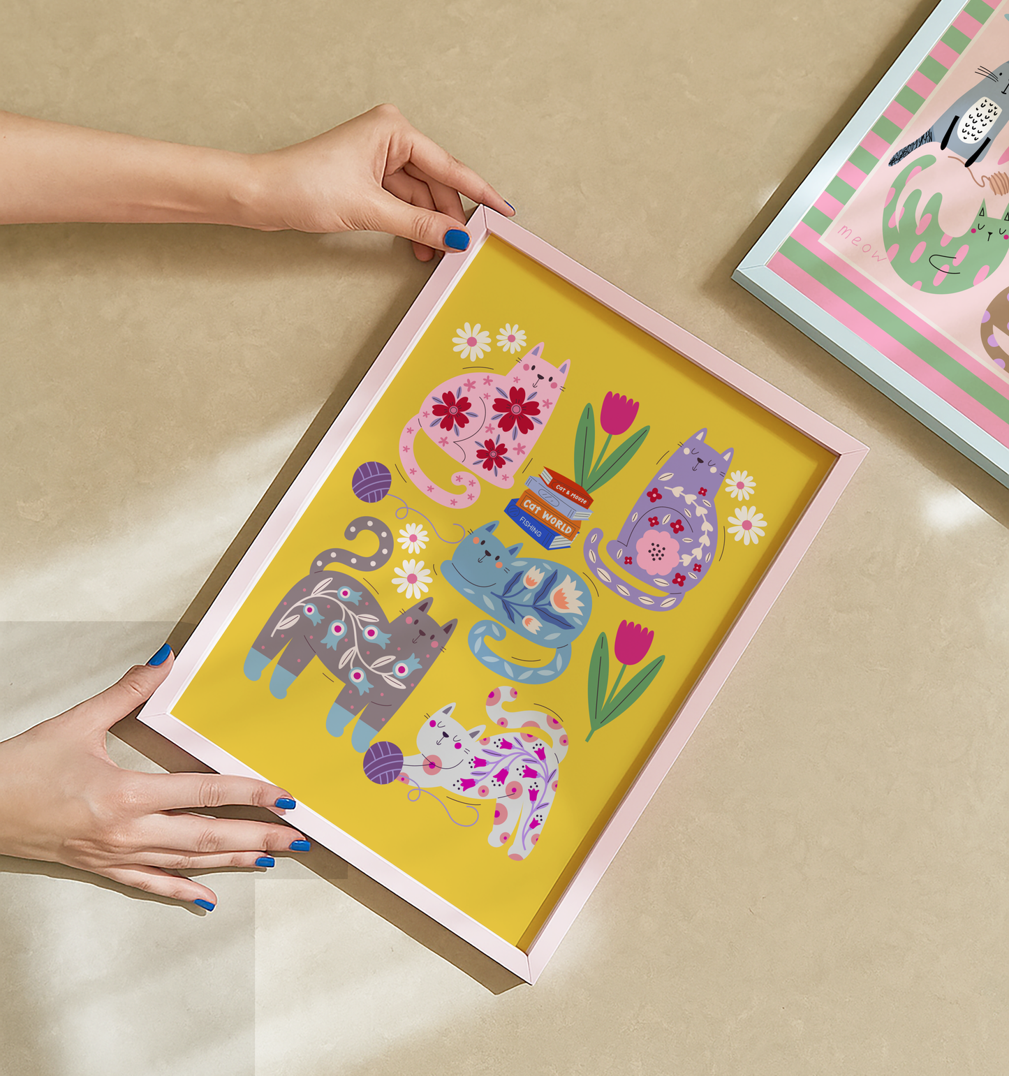 Floral Cat Poster Print