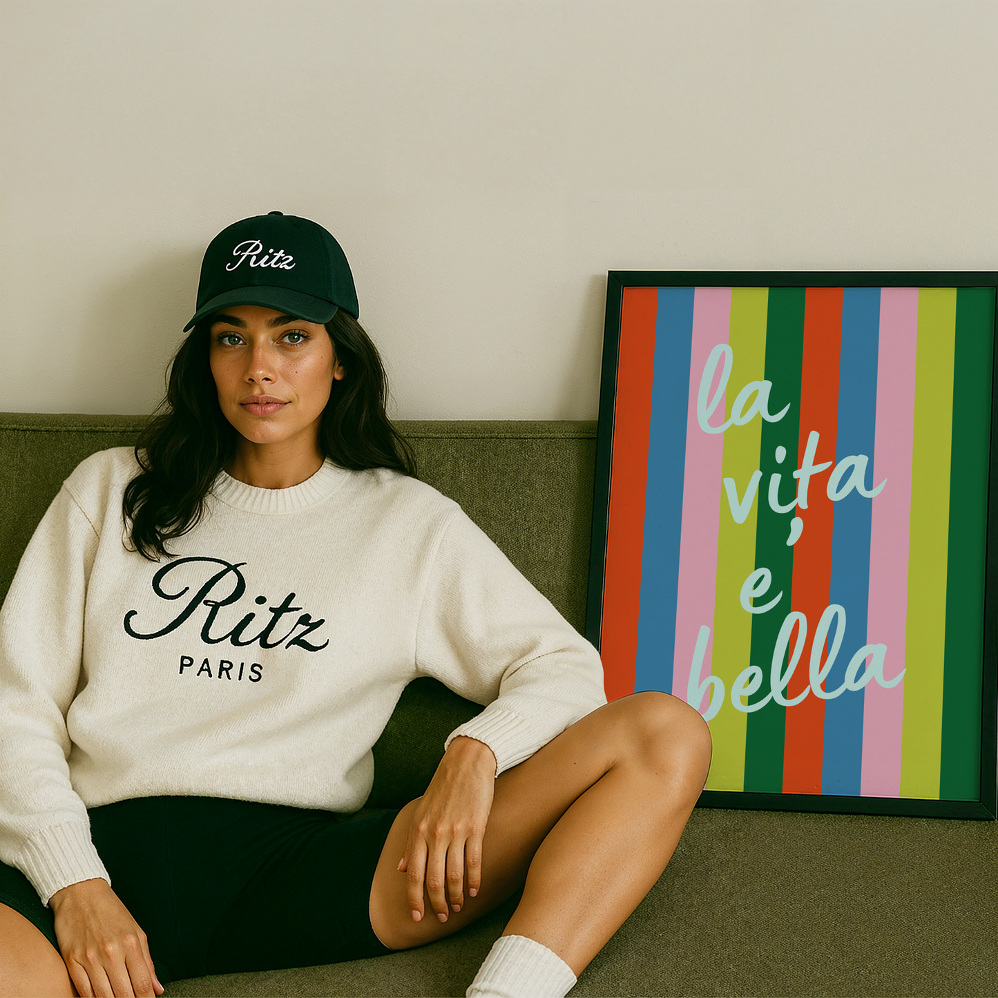 La Vita e' Bella on Striped Background Poster Print