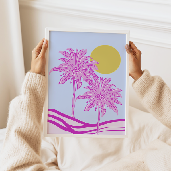 Pink Palm Trees Poster Print | Boho Abstract Summer Wall Art – Mood ...