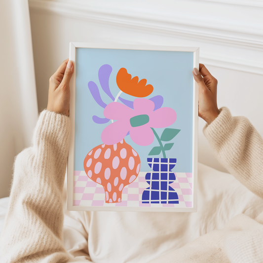 Abstract Vases and Flowers Print